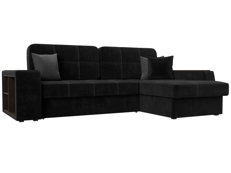 Диван угловой Брюссель правый угол, Велюр, Seven 35 черный;Seven 17 серый