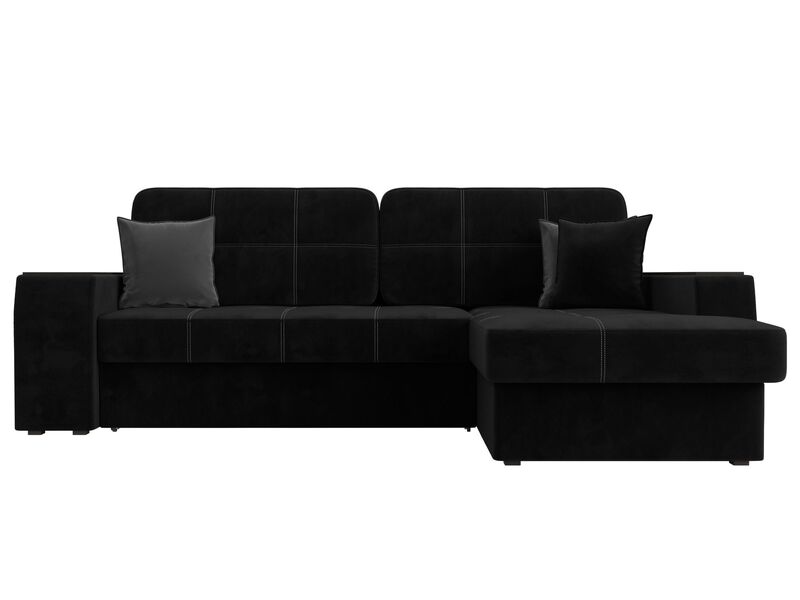 Диван угловой Брюссель правый угол, Велюр, Seven 35 черный;Seven 17 серый