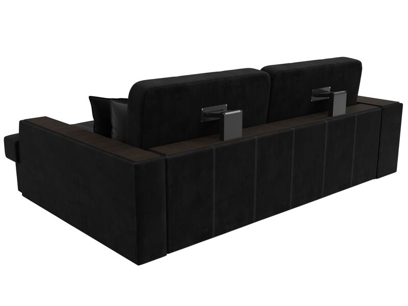 Диван угловой Брюссель правый угол, Велюр, Seven 35 черный;Seven 17 серый