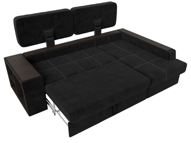 Диван угловой Брюссель правый угол, Велюр, Seven 35 черный;Seven 17 серый