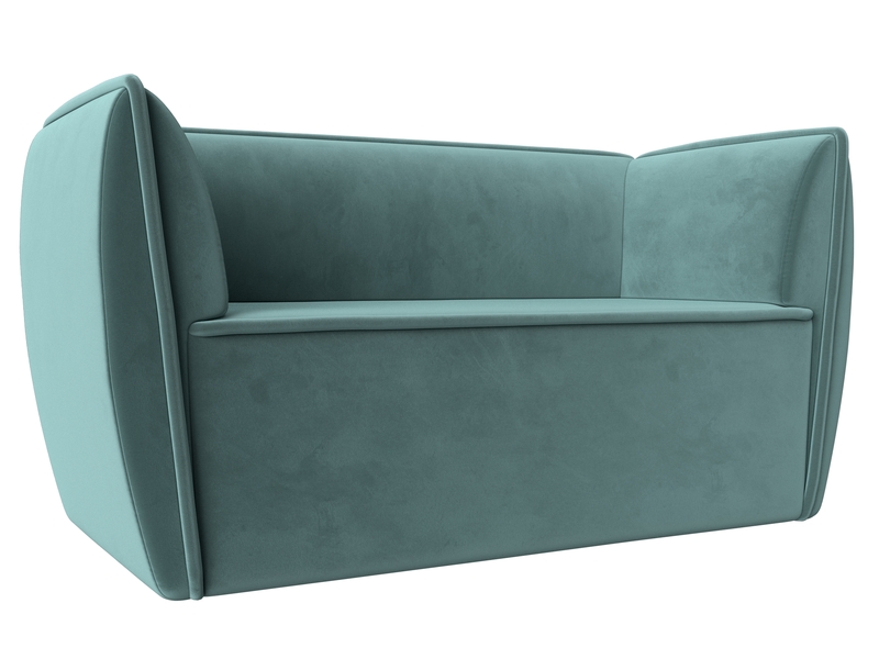 Диван кухонный прямой Бергамо 2-х местный, Велюр, SEVEN 113 бирюзовый