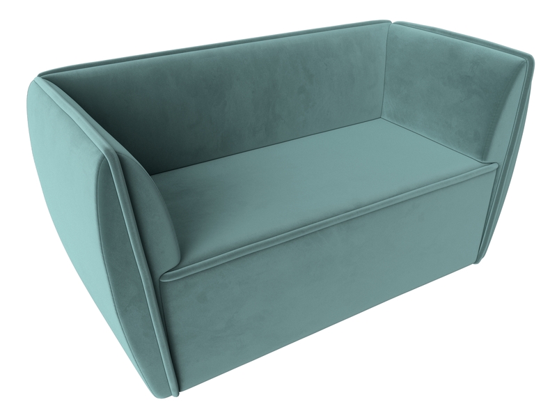 Диван кухонный прямой Бергамо 2-х местный, Велюр, SEVEN 113 бирюзовый