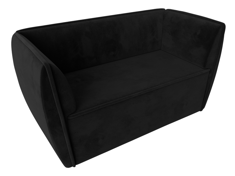 Диван кухонный прямой Бергамо 2-х местный, Велюр, SEVEN 35 черный