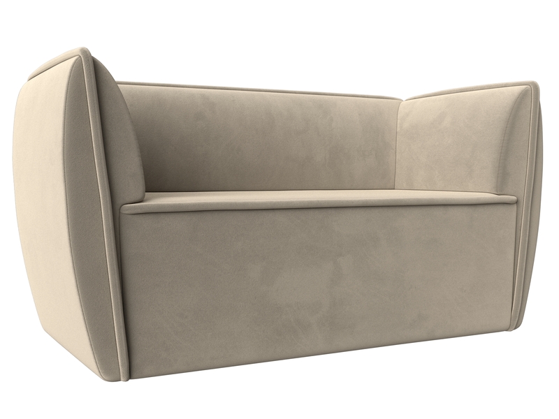 Диван кухонный прямой Бергамо 2-х местный, Микровельвет, Бежевый
