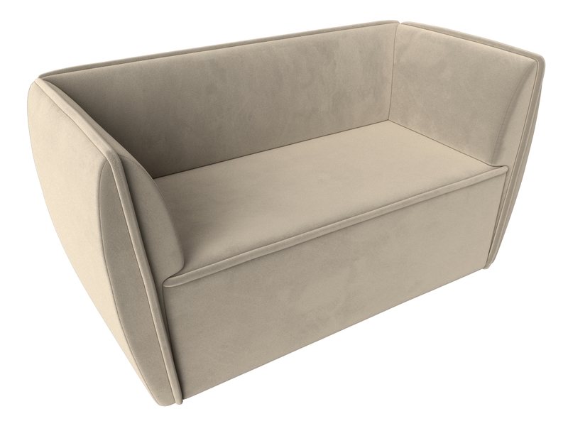 Диван кухонный прямой Бергамо 2-х местный, Микровельвет, Бежевый