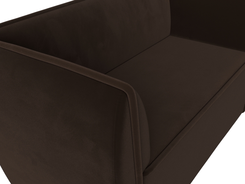Диван кухонный прямой Бергамо 2-х местный, Микровельвет, Коричневый