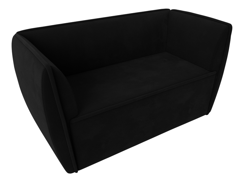 Диван кухонный прямой Бергамо 2-х местный, Микровельвет, Черный