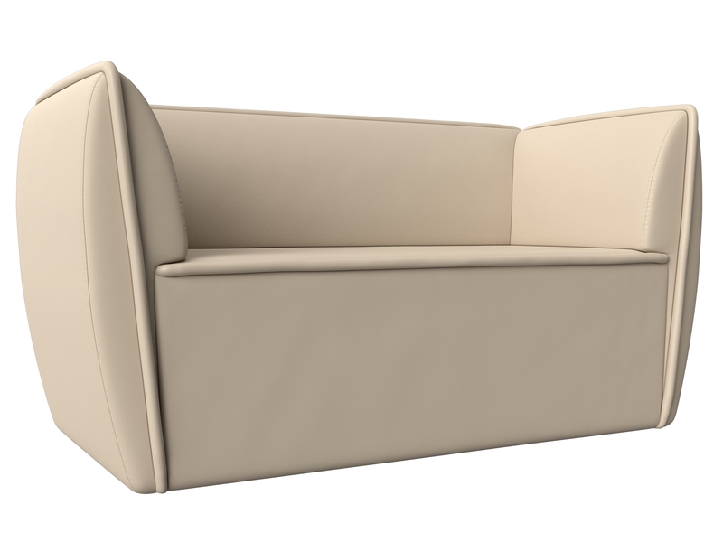 Диван кухонный прямой Бергамо 2-х местный, Экокожа, Бежевый