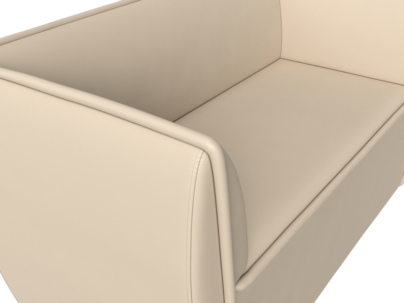 Диван кухонный прямой Бергамо 2-х местный, Экокожа, Бежевый