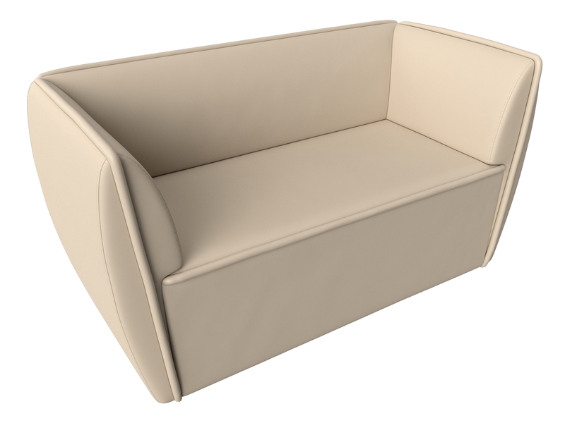Диван кухонный прямой Бергамо 2-х местный, Экокожа, Бежевый