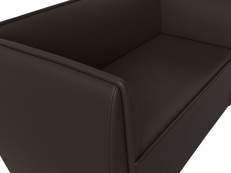 Диван кухонный прямой Бергамо 2-х местный, Экокожа, Коричневый