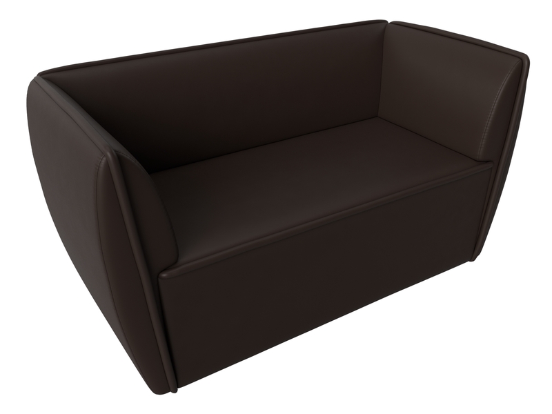 Диван кухонный прямой Бергамо 2-х местный, Экокожа, Коричневый