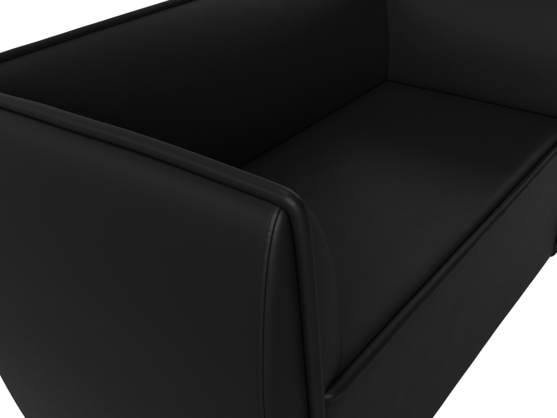 Диван кухонный прямой Бергамо 2-х местный, Экокожа, Черный