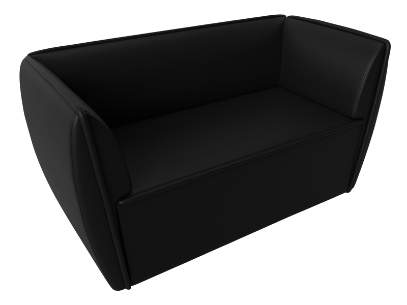 Диван кухонный прямой Бергамо 2-х местный, Экокожа, Черный