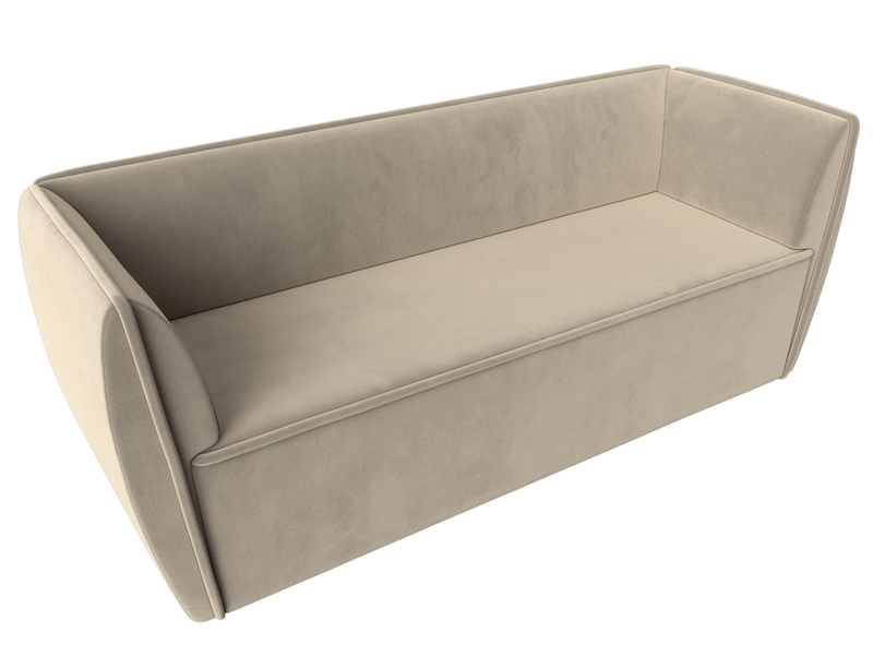 Диван кухонный прямой Бергамо 3-х местный, Микровельвет, Бежевый