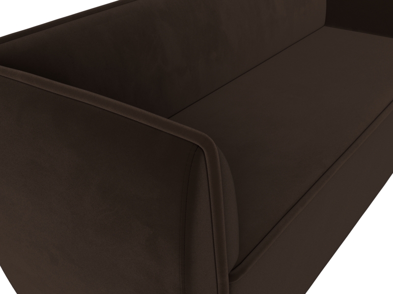 Диван кухонный прямой Бергамо 3-х местный, Микровельвет, Коричневый