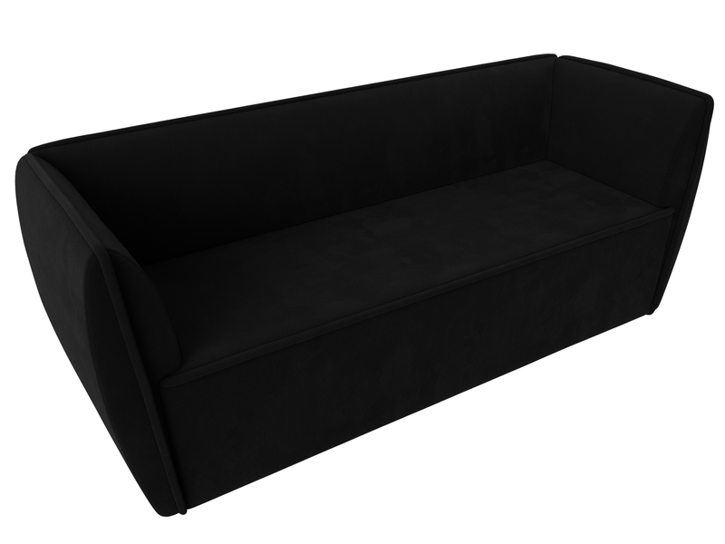 Диван кухонный прямой Бергамо 3-х местный, Микровельвет, Черный