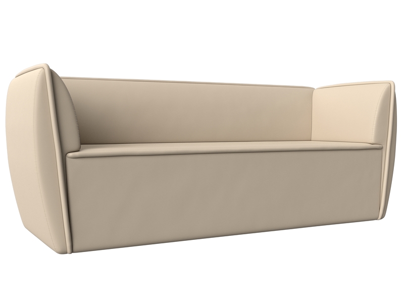 Диван кухонный прямой Бергамо 3-х местный, Экокожа, Бежевый