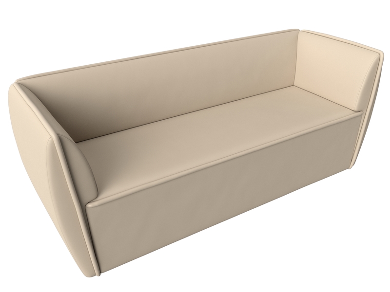 Диван кухонный прямой Бергамо 3-х местный, Экокожа, Бежевый