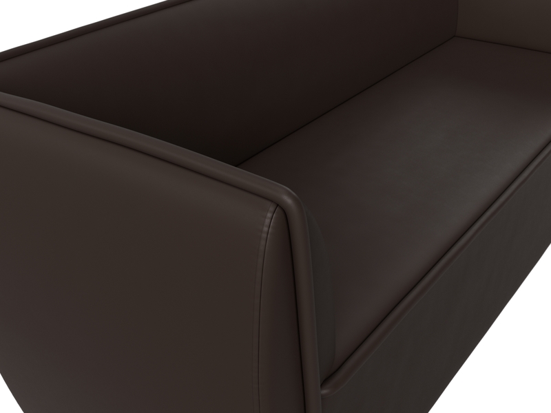 Диван кухонный прямой Бергамо 3-х местный, Экокожа, Коричневый