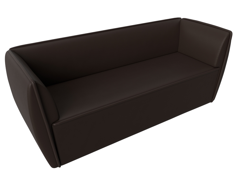 Диван кухонный прямой Бергамо 3-х местный, Экокожа, Коричневый
