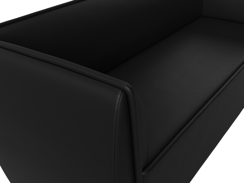 Диван кухонный прямой Бергамо 3-х местный, Экокожа, Черный