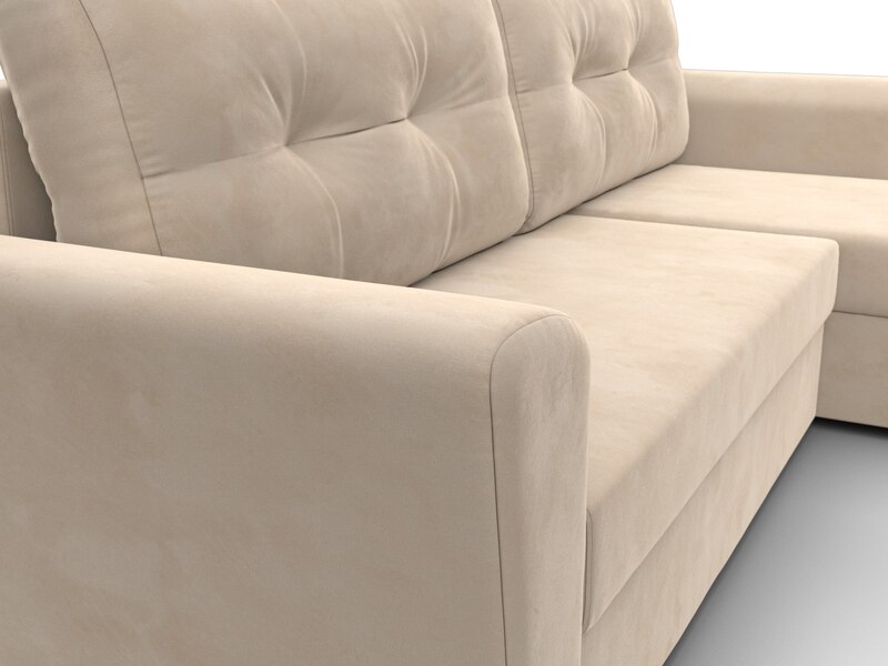 Диван угловой Амстердам Лайт правый угол, Велюр, SEVEN 729 бежевый