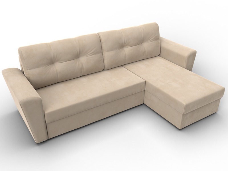 Диван угловой Амстердам Лайт правый угол, Велюр, SEVEN 729 бежевый