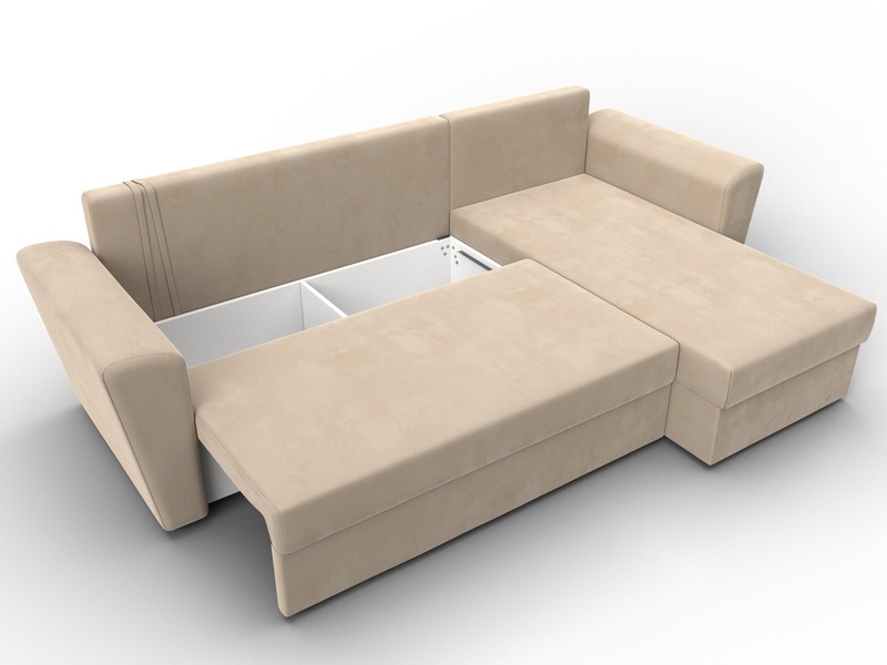 Диван угловой Амстердам Лайт правый угол, Велюр, SEVEN 729 бежевый