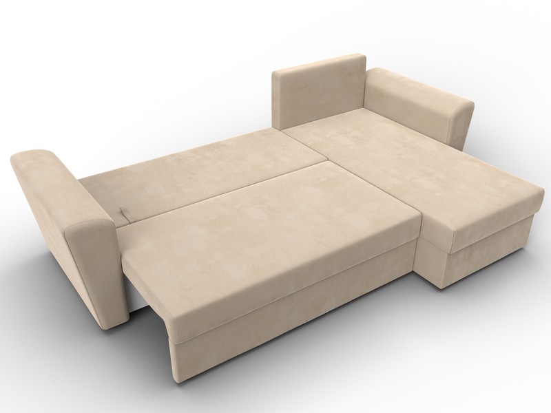 Диван угловой Амстердам Лайт правый угол, Велюр, SEVEN 729 бежевый