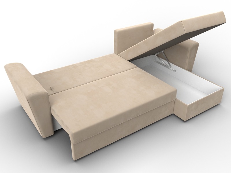 Диван угловой Амстердам Лайт правый угол, Велюр, SEVEN 729 бежевый