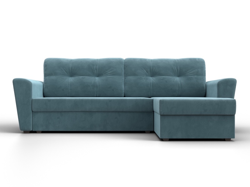 Диван угловой Амстердам Лайт правый угол, Велюр, SEVEN 113 бирюзовый