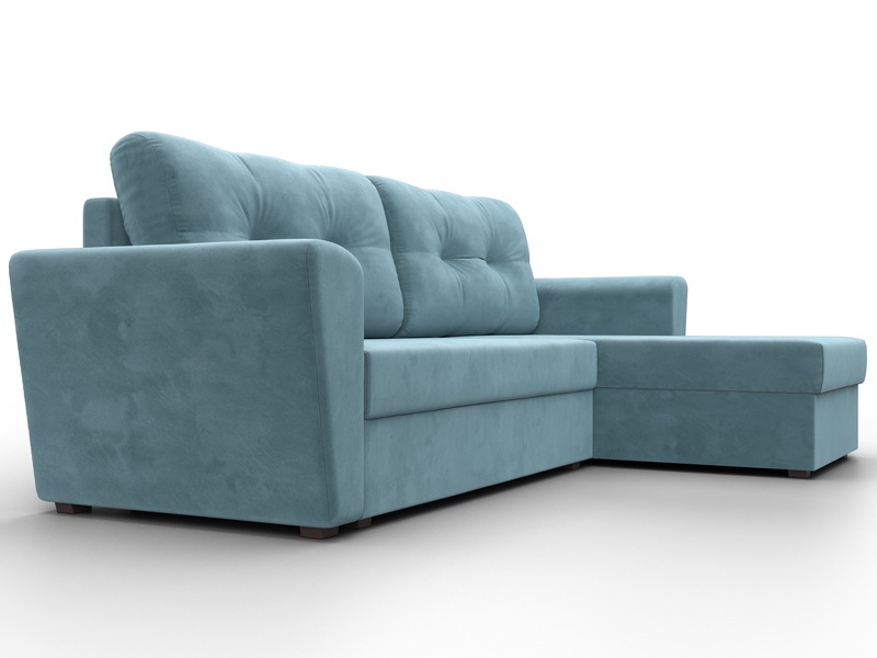 Диван угловой Амстердам Лайт правый угол, Велюр, SEVEN 113 бирюзовый