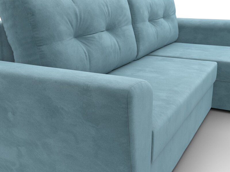 Диван угловой Амстердам Лайт правый угол, Велюр, SEVEN 113 бирюзовый