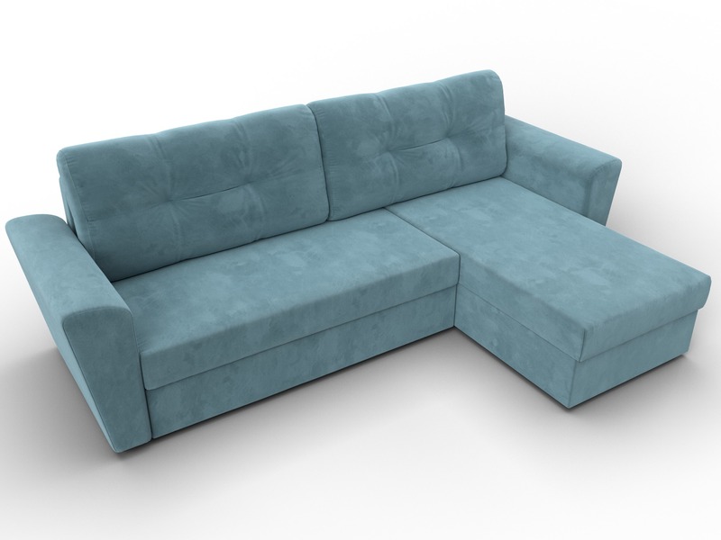 Диван угловой Амстердам Лайт правый угол, Велюр, SEVEN 113 бирюзовый