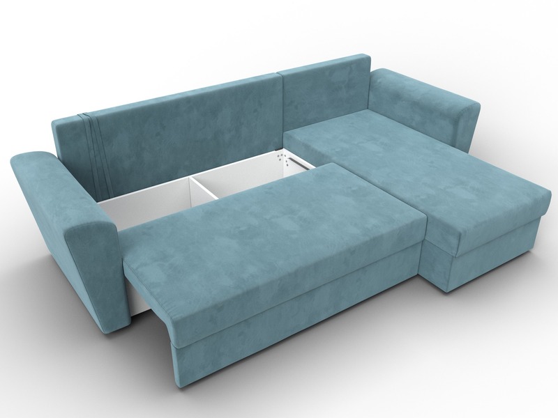Диван угловой Амстердам Лайт правый угол, Велюр, SEVEN 113 бирюзовый