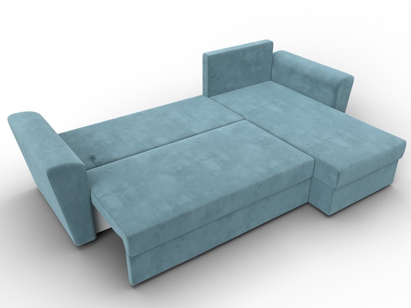 Диван угловой Амстердам Лайт правый угол, Велюр, SEVEN 113 бирюзовый