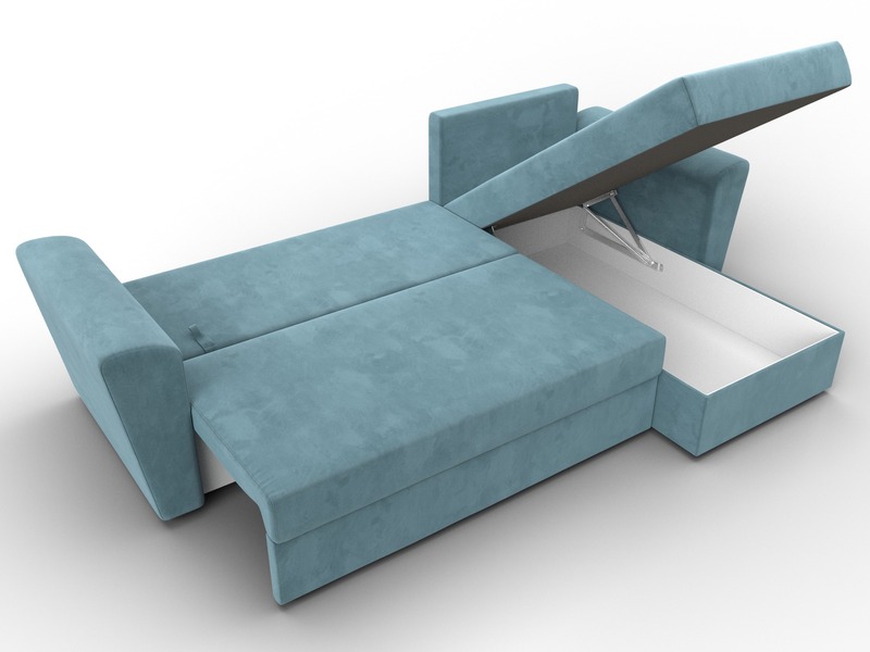 Диван угловой Амстердам Лайт правый угол, Велюр, SEVEN 113 бирюзовый