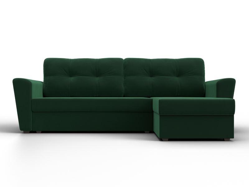 Диван угловой Амстердам Лайт правый угол, Велюр, SEVEN 626 зеленый