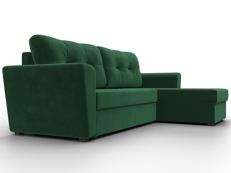 Диван угловой Амстердам Лайт правый угол, Велюр, SEVEN 626 зеленый