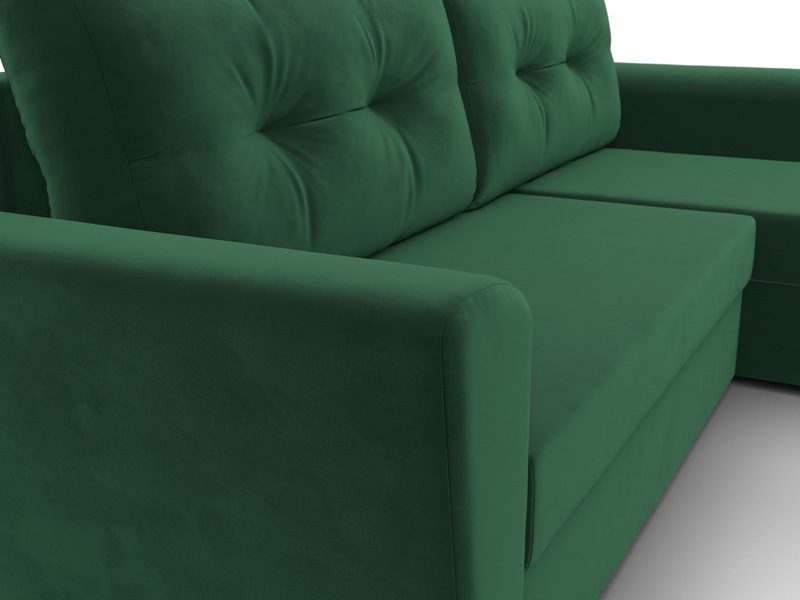 Диван угловой Амстердам Лайт правый угол, Велюр, SEVEN 626 зеленый