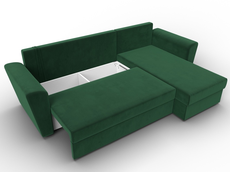 Диван угловой Амстердам Лайт правый угол, Велюр, SEVEN 626 зеленый