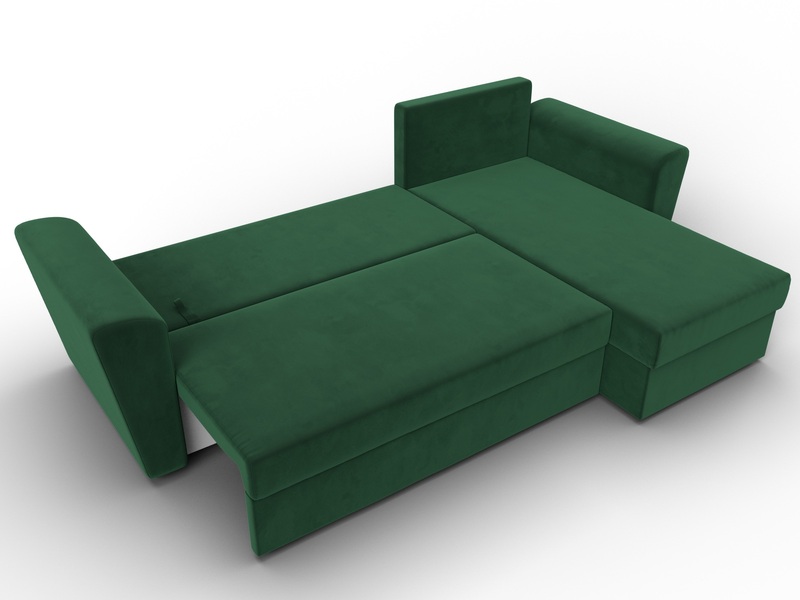 Диван угловой Амстердам Лайт правый угол, Велюр, SEVEN 626 зеленый