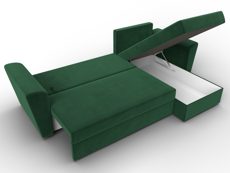 Диван угловой Амстердам Лайт правый угол, Велюр, SEVEN 626 зеленый