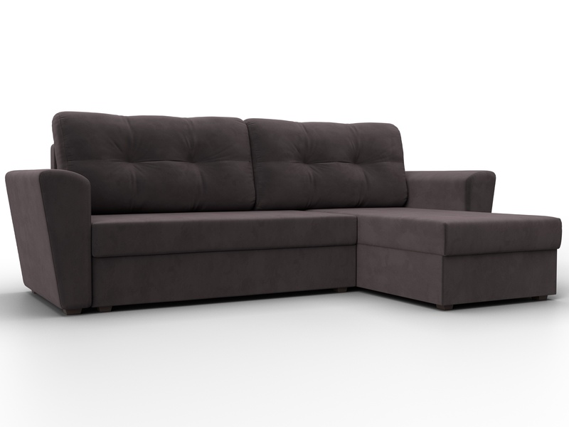 Диван угловой Амстердам Лайт правый угол, Велюр, SEVEN 727 коричневый