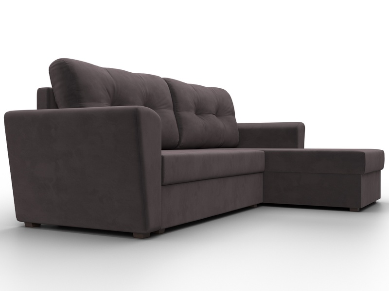 Диван угловой Амстердам Лайт правый угол, Велюр, SEVEN 727 коричневый