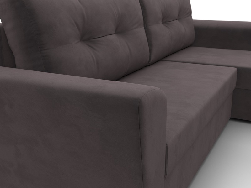 Диван угловой Амстердам Лайт правый угол, Велюр, SEVEN 727 коричневый