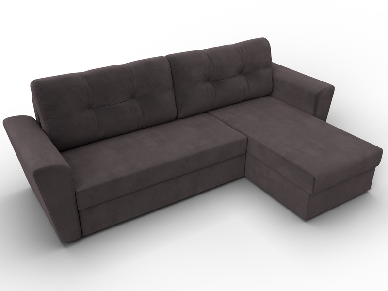 Диван угловой Амстердам Лайт правый угол, Велюр, SEVEN 727 коричневый