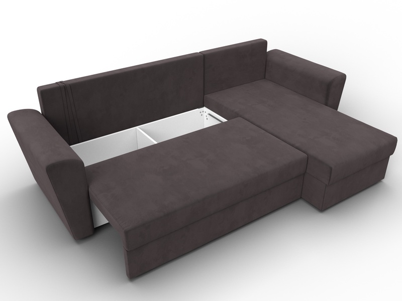 Диван угловой Амстердам Лайт правый угол, Велюр, SEVEN 727 коричневый