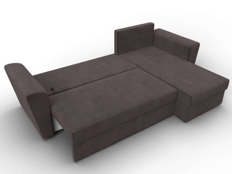 Диван угловой Амстердам Лайт правый угол, Велюр, SEVEN 727 коричневый